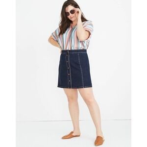 Madewell Stretch Denim A-Line Mini Skirt Button-Front Edition Women's 18 NEW